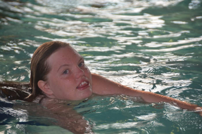 madi at the Canal Park Lodge swimming pool